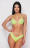 Rhinestone Triangle Bikini Two Piece Set - Neon Yellow